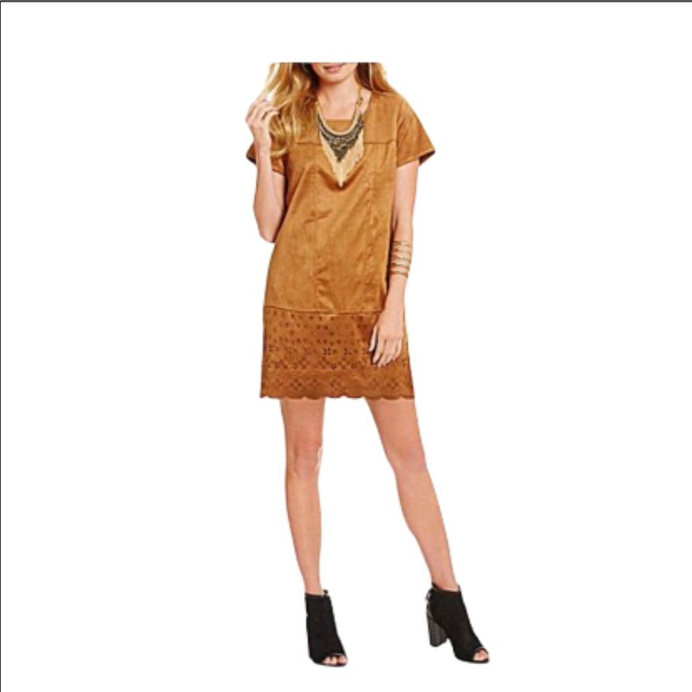 Coco + Jameson Boho/Hippie Faux Suede Laser Cut Dress Size Small